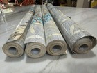 Vintage Foil Wallpaper  4 Rolls Blue Flowers 26” Wide Never Cut — photo 2
