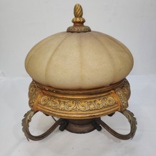 Tuscan Old World Style Gold Scroll Accent Lamp Frosted Amber Glass Melon Shade