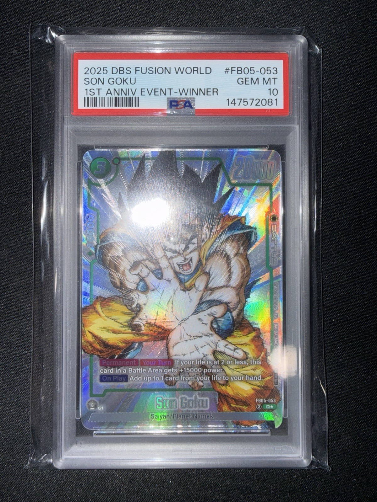 2025 DRAGON BALL SUPER CARD FUSION WORLD 1ST ANNIVERSARY EVENT SON GOKU PSA 10 view 3