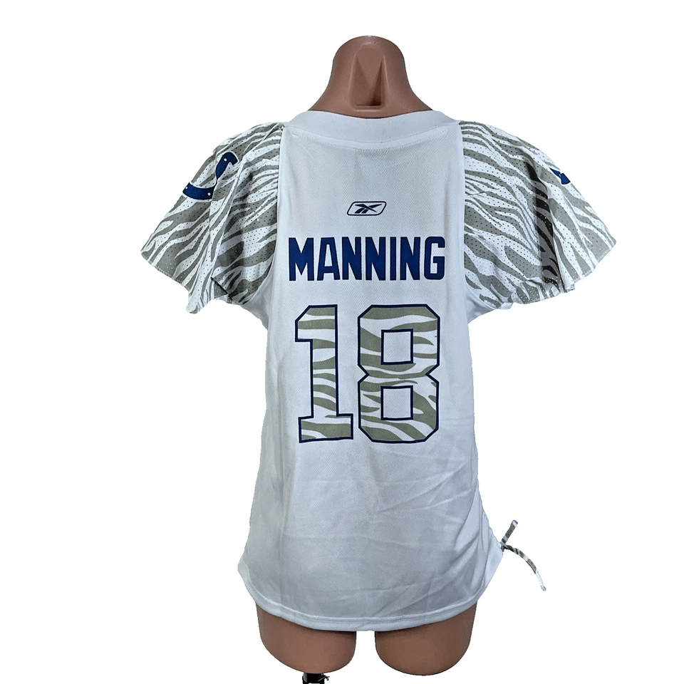 NFL Indianapolis Colts Reebok Mujer Peyton Manning #18 Lentejuelas Jersey Cebra Foto 2 de 4
