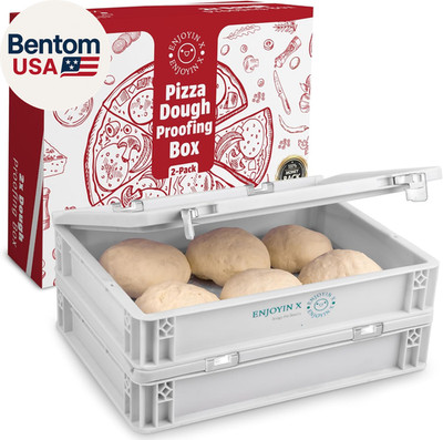 2-Pack Pizza Dough Proofing Box with Lid - Airtight Dough Tray & Proofing Contai