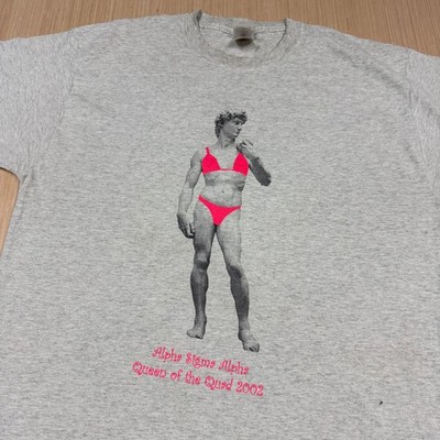 Vintage Greek David Michelangelo Bikini Queen T Shirt y2k Statue gay interest XL