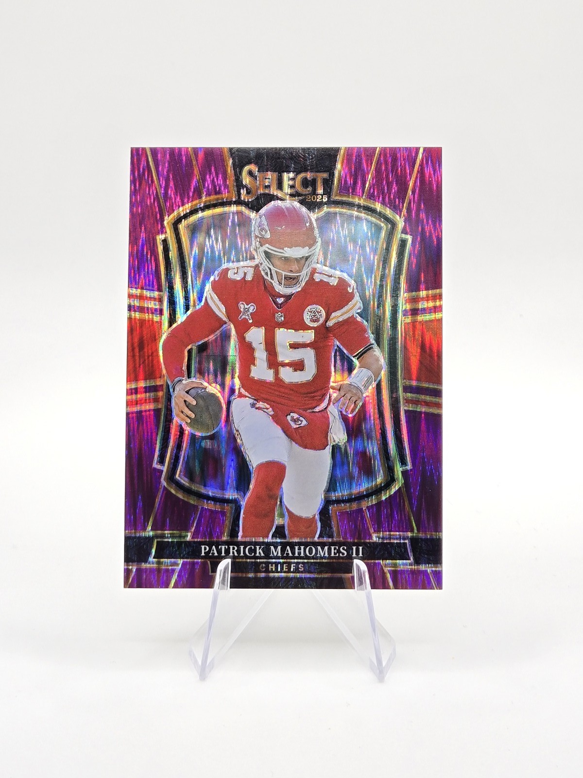 Patrick Mahomes II 2025 Panini Select Purple Prizm Shock SP #/699 #107