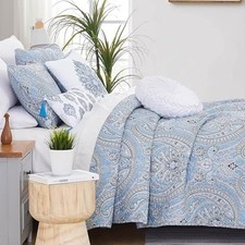Oversized 5-Piece Twin/Twin XL Quilt Bedding Twin / Twin XL Pure Melody Aqua