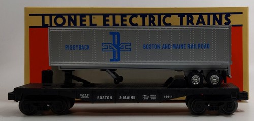 Coche plano Lionel 6-16911 calibre O Boston y Maine con remolque a cuestas LN/caja | Condition: Used