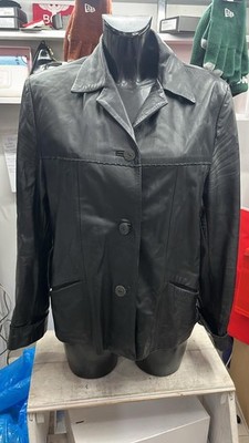 Andrea Ragni Womens Black Leather Jacket Jacket Size 48 AD149