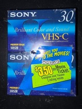 Sony VHS-C 30 Minute Camcorder Videocassettes Premium Grade 2-Pack New Sealed