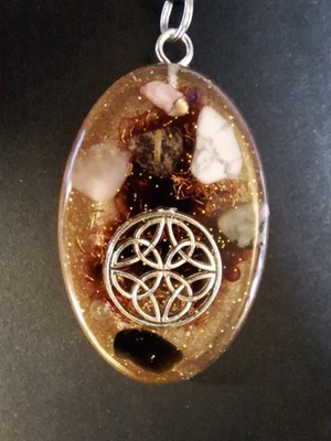 Orgonit Anhänger Orgon ''Blume Des Lebens'' Rhodonit Rosenquarz Magnesit Obsidian 