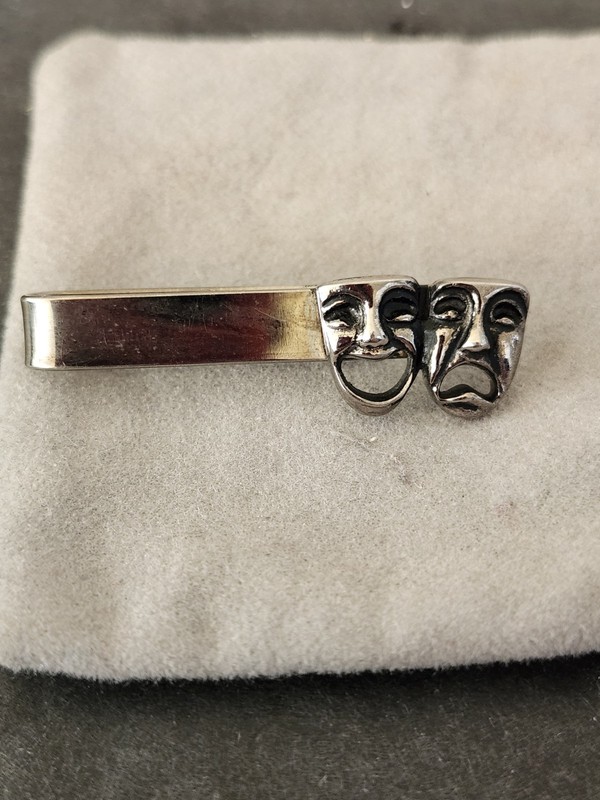 Vintage Silvertone Comedy Tragedy Tie Tack Excellent Condition