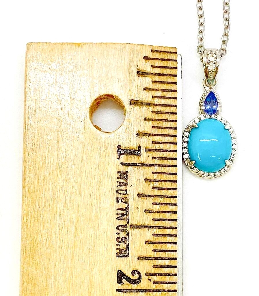 HSN Paul Deasy Sterling Turquoise, Tanzanite & Zircon Pendant 18" Chain