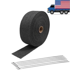 2" 16.5FT Black Fiberglass Manifold Header Pipe Motorcycle Exhaust Heat Wrap