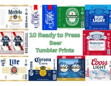 Bundle of 10 Ready to Press 20oz Sublimation Tumbler Beer Alcohol Drink Prints