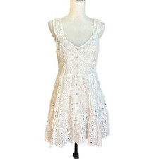 ASOS EYELET TIERED SMOCK SLEEVELESS MINI DRESS Women’s SZ US 6 White NEW