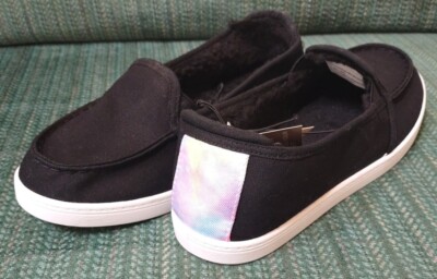 Falls Creek Womens Alex Black Size 6M Black Textile Fur Lined Slip On (NWT-othr)