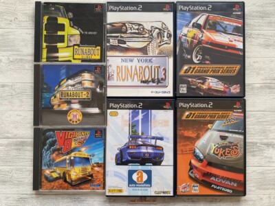 SONY PS 1  2 Runabout 1 2 3 & Vigilante 8 & auto modellista & D1 Grand Prix set