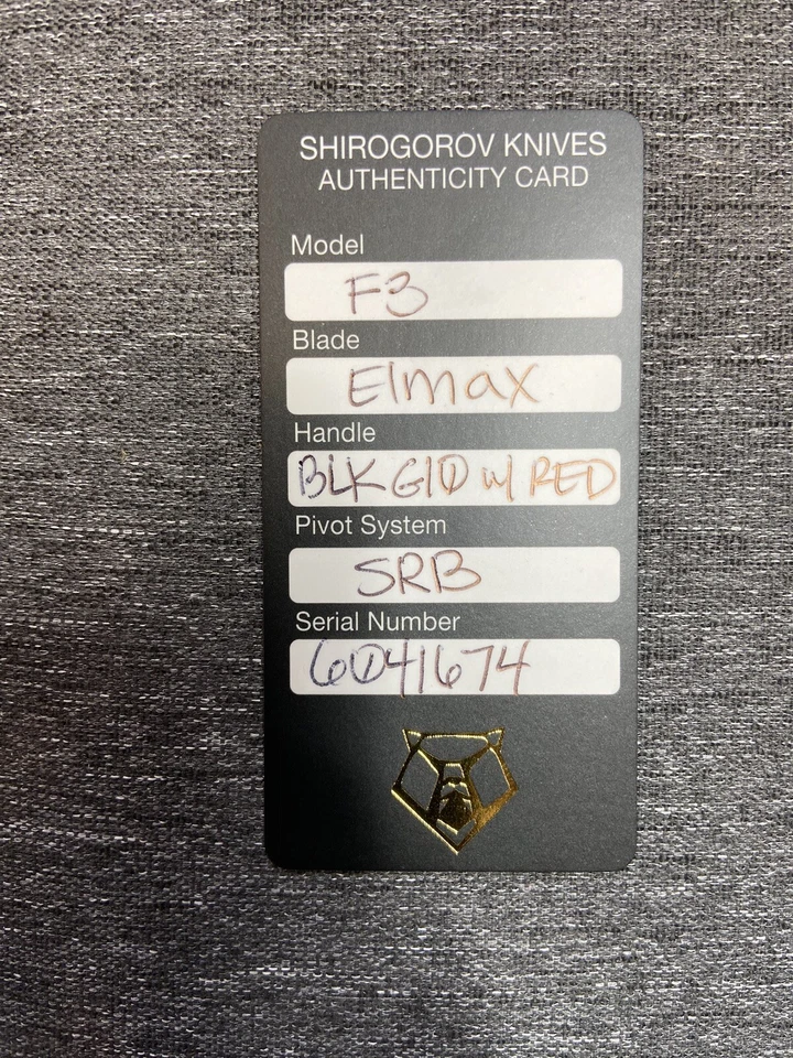 Shirogorov F3 Black G10 W/Red Accents Elmax🔥 - Image 2 of 4