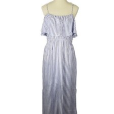 Hem & Thread Womens Large Striped Cold Shoulder Maxi Dress
