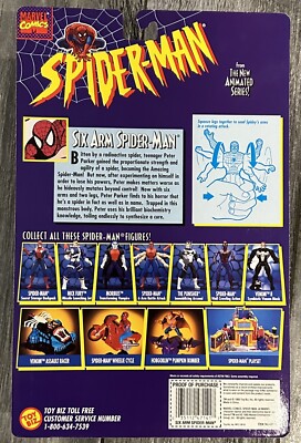 1995 Vintage Toy Biz Marvel Spiderman Animated Series Six Arm