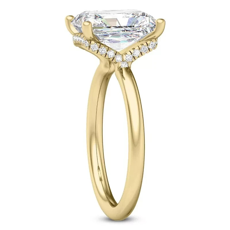 14k Yellow Gold Plated 2Ct Radiant Cut Moissanite Wedding Ring for Women