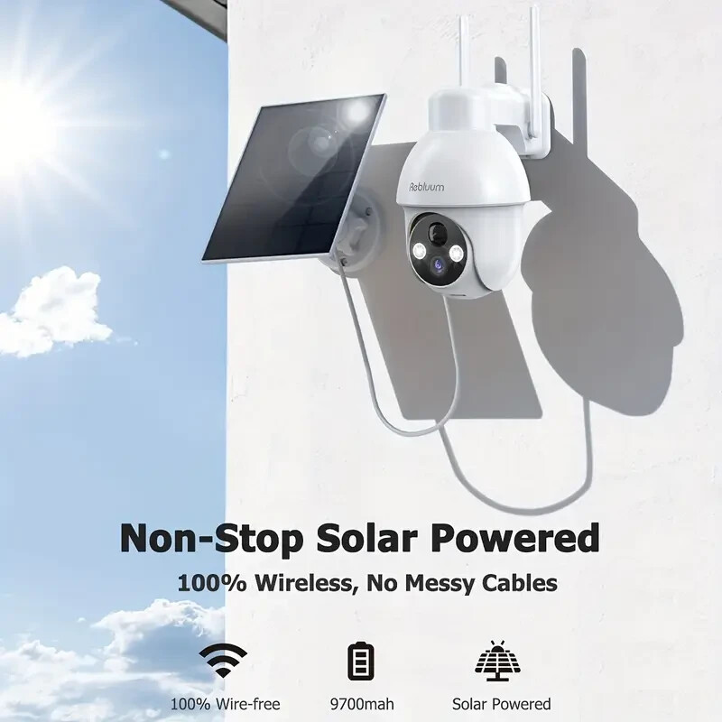 Security Camera Wireless Outdoor, 2K Solar Security Camera, Battery Powered 360°