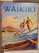Desperate Enterprises Hawaii USA Surfside Metal Sign  12,5x16"