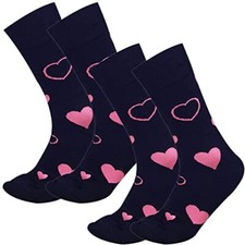 2 Pairs Men Valentine's Day Hearts Socks Bulk Heart Novelty Cotton Socks Crew
