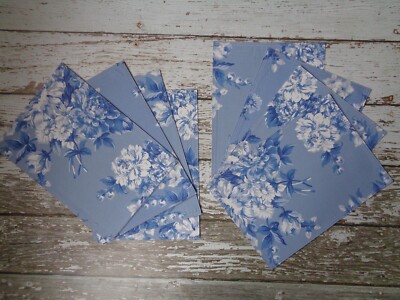 RALPH LAUREN Grace/Addison Placemats Blue White Floral Houndstooth Set of 8 NEW