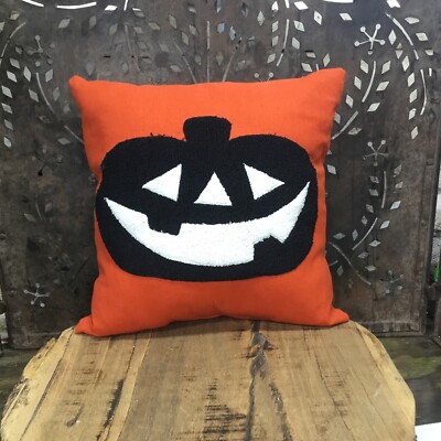 jack o lantern Adorable Pumpkin Face Throw Pillow 13  X13 