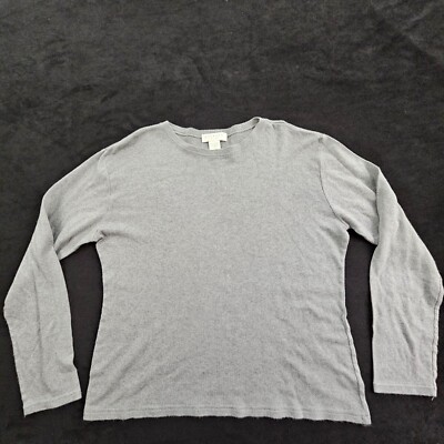Express Tricot Gray Long Sleeve Cropped Cotton Blend Sweater Women's L