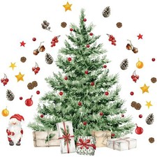 Large Christmas Tree Wall Decals Merry Christmas DIY Watercolor Wall Stickers...