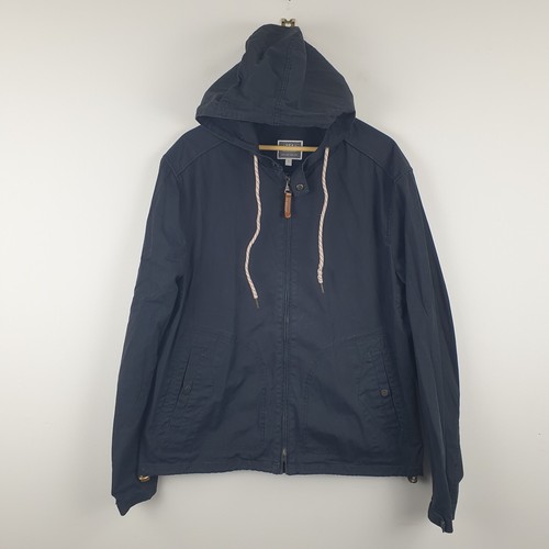 Fat Face Jacket Mens Large Navy Blue 100% Cotton Hooded Utility Rain Coat Mac - 第 1/11 張圖片