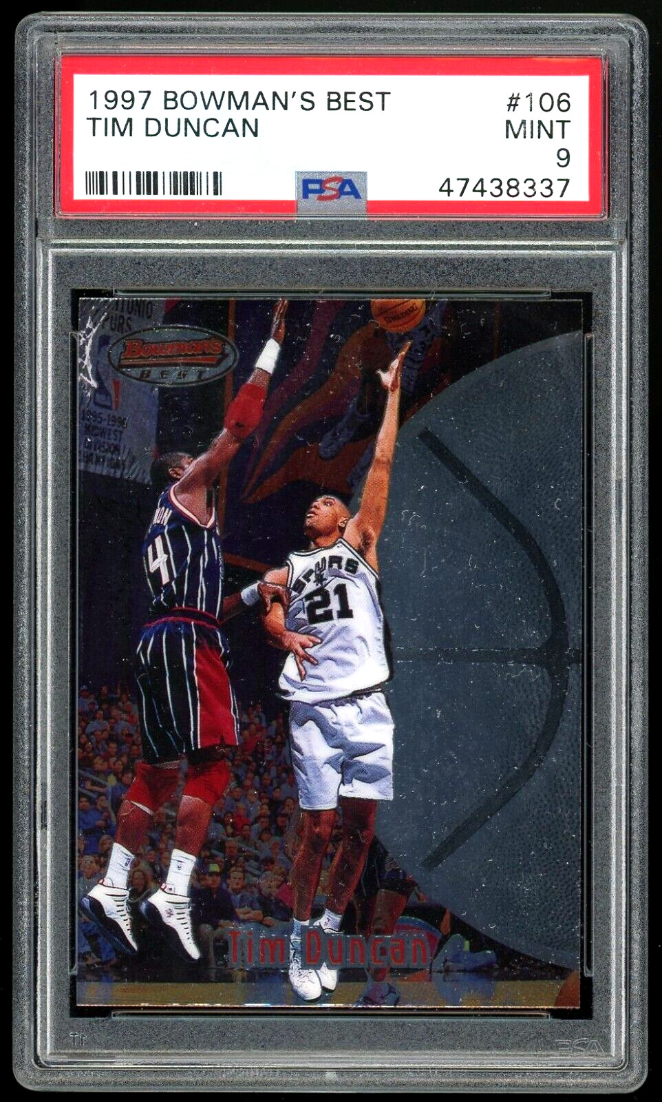 1997 BOWMAN'S BEST #106 TIM DUNCAN PSA 9