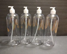 4 -32 OZ Plastic Pump Bottle EMPTY Shampoo Cleaning Sanitizer Dispenser (PETE 1)