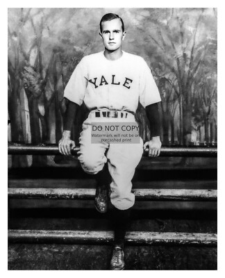 PRESIDENT GEORGE H.W. BUSH YALE BASEBALL PLAYER PORTRAIT 1948 8X10 B&W ...