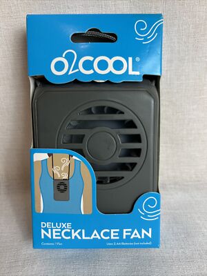 O2COOL Deluxe Necklace Portable Personal Fan Battery Operated Blue