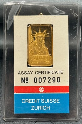 1985 Credit Suisse Valcambi 5 grams Gold .9999 in 14kt Gold