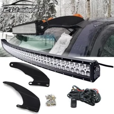 52" Curved LED Light bar Upper Windshield Mount Kit For Dodge Ram 1500/2500/3500