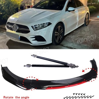 Front Bumper Lower Lip Spoiler Splitter+Strut Rods For Mercedes Benz A180 A200