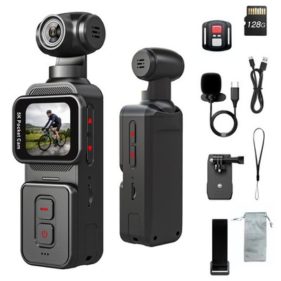 5K Pocket Vlogging Body with Microphone, 5K/20FPS and 4K/60FPS, 1.69'' Touchs...