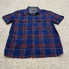 Sun  Stone Button Up Short Sleeve Plaid Shirt Sz L Outdoor