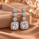 Clip On Earrings Drop Dangle Silver Long Crystal Non Pierced Party Shiny Gift