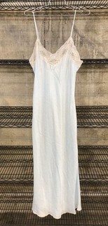 Vintage 80s Christian Dior Women's Light Blue Lace Night Gown Chemise USA Sz S