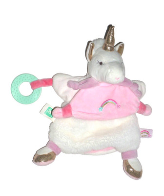 WIE NEU * Doudou et Compagnie weiß Einhorn Handpuppe Schmusetuch Schnuffeltuch