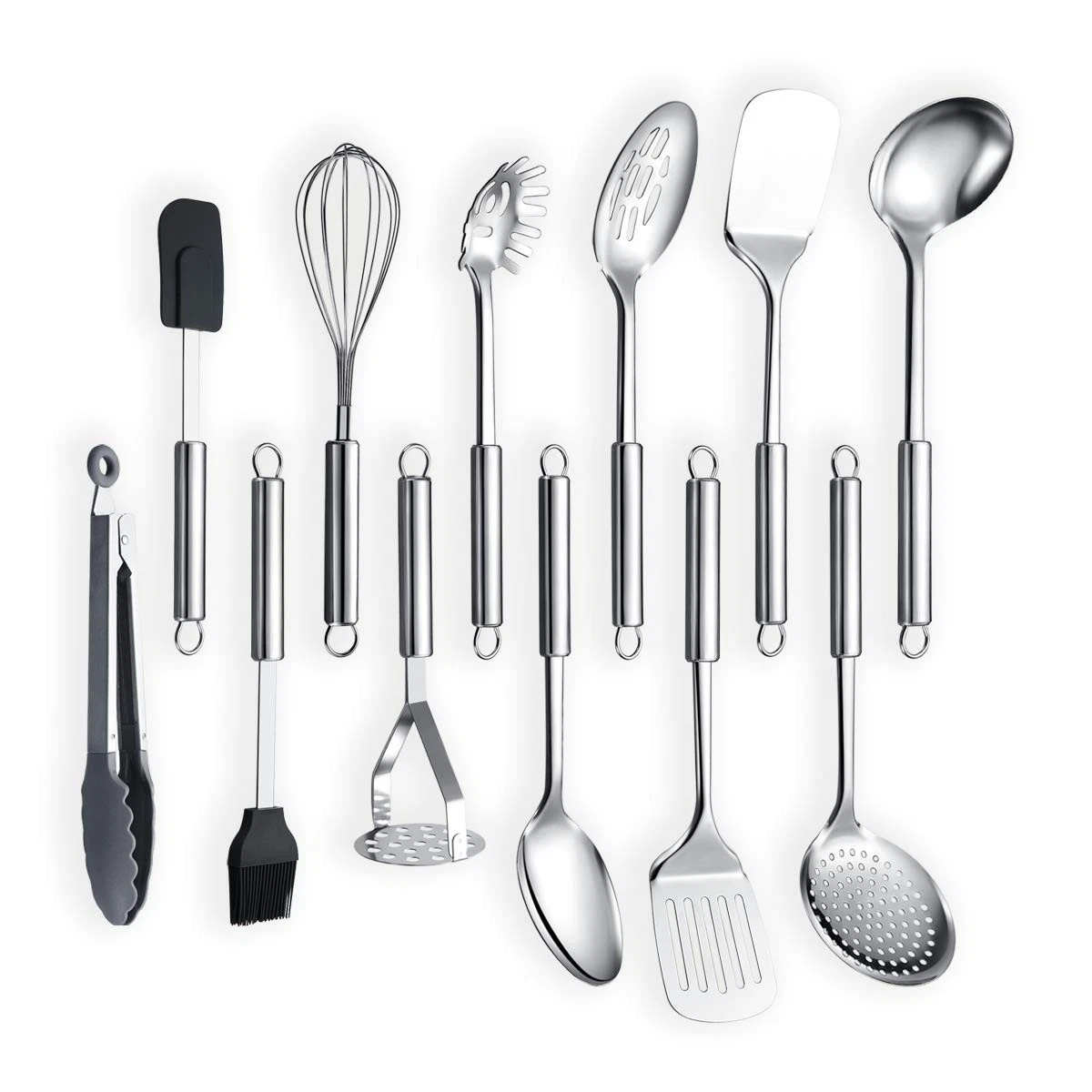 Cooking Utensil Set 12 Piece Stainless Steel Kitchen Tool Set, Include Cookin...