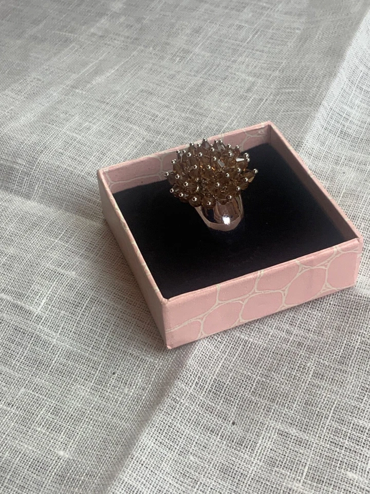 Anello in Argento 925 con pietre ambra, come nuovo - Immagine 2 di 4