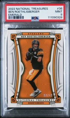 2022 Panini National Treasures PSA 9 Emerald #36 Ben Roethlisberger 7/10!!!