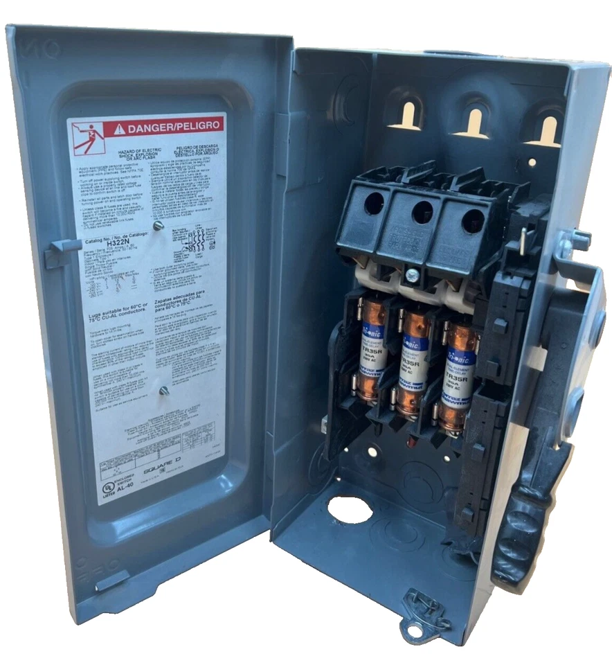 Square D H322N 60 Amp 240 Vac Heavy Duty Safety Switch 60A 3P 240V Used - Image 2 of 4
