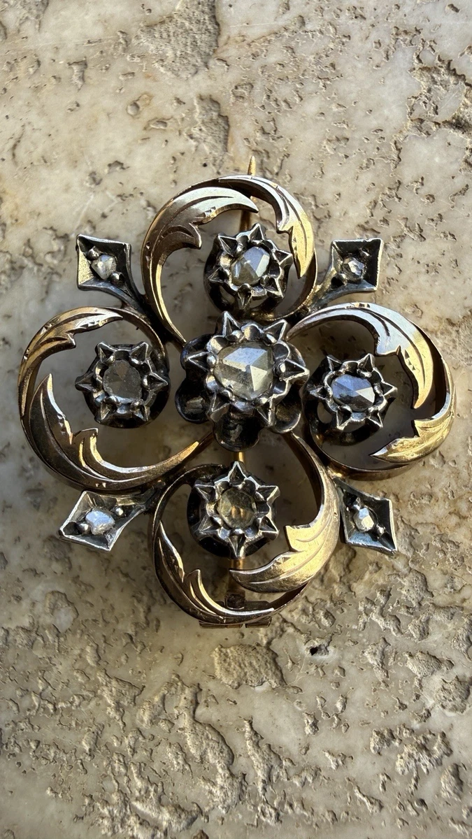 Broche Ancienne en Argent avec Lapis Lazuli et Nacre Broche Ancienne en Argent avec Lapis Lazuli et Nacre