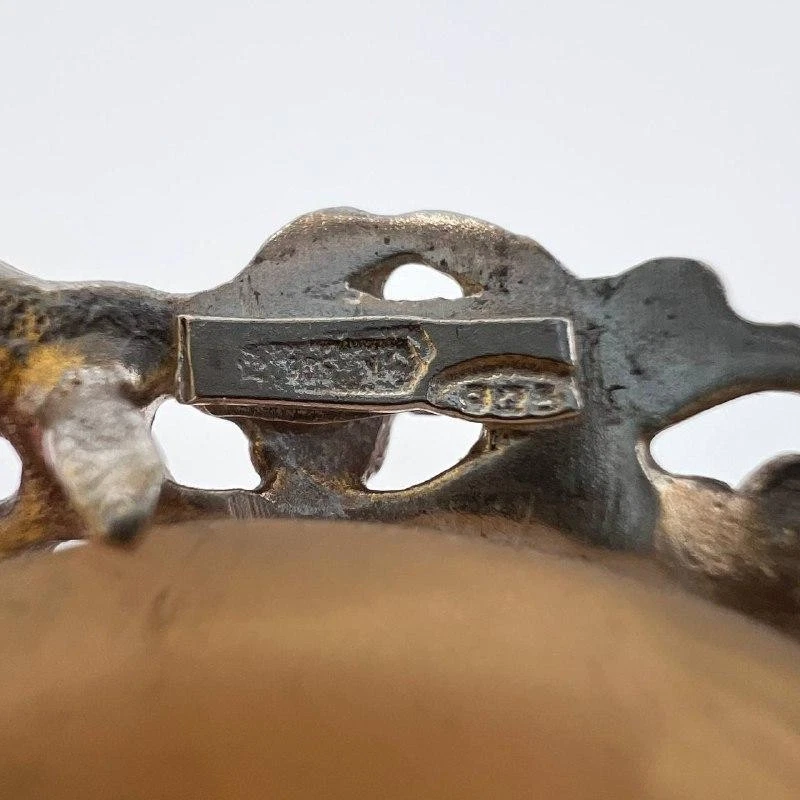 Ciondolo spilla cammeo conchiglia in argento sterling 925 vintage 1,77" ritra... - Immagine 4 di 4