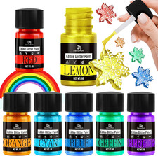 Edible Glitter Paint Rainbow Colour Metallic Edible Cake Paint for Cake...